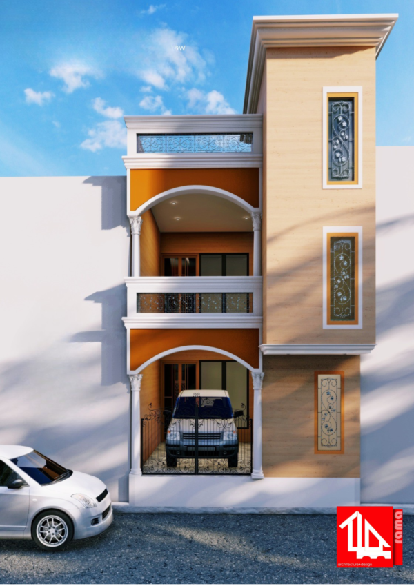 15x50 house elevation design modern north facing home front view