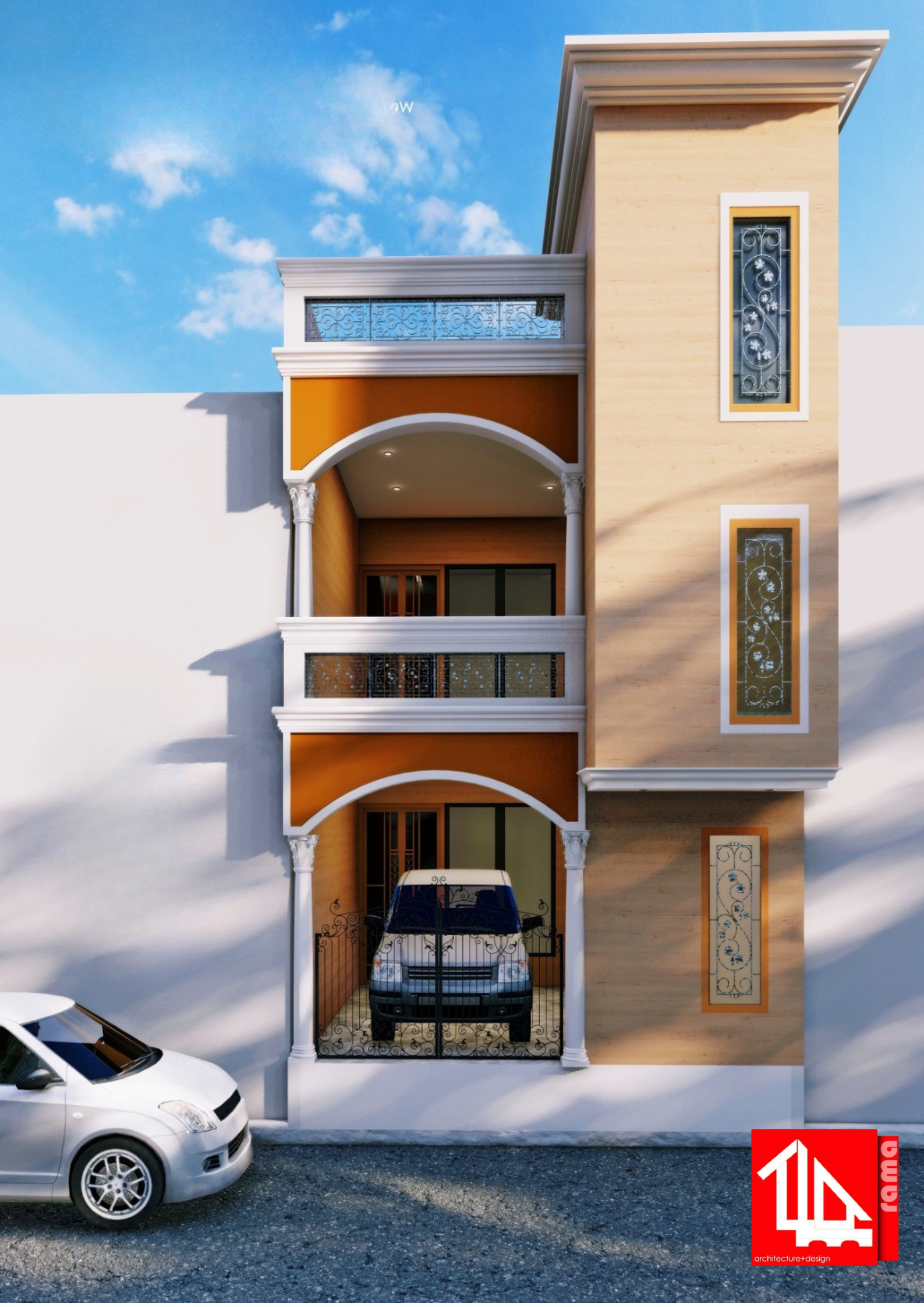 15x50 house elevation design modern north facing home front view